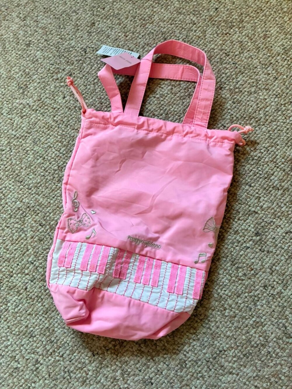Japan Mezzo Piano Girls Music Notes Keyboard Pink Girls Hand Bag Shoes Bag NWT